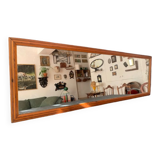 Large rectangular antique wall mirror in vintage wood, 1930