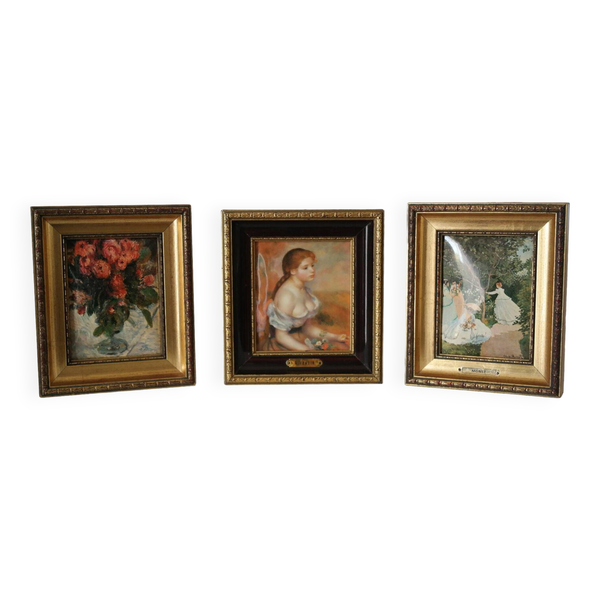 Trio of reproductions of famous vintage painters' tableaux.