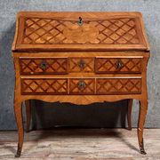 Louis XV period curved secretary desk in marquetry, circa 1750