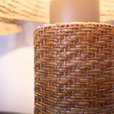 Pair of large Scandinavian rattan lamps from the 80s