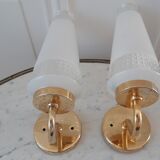 Pair of glass and gilded metal sconces 50s