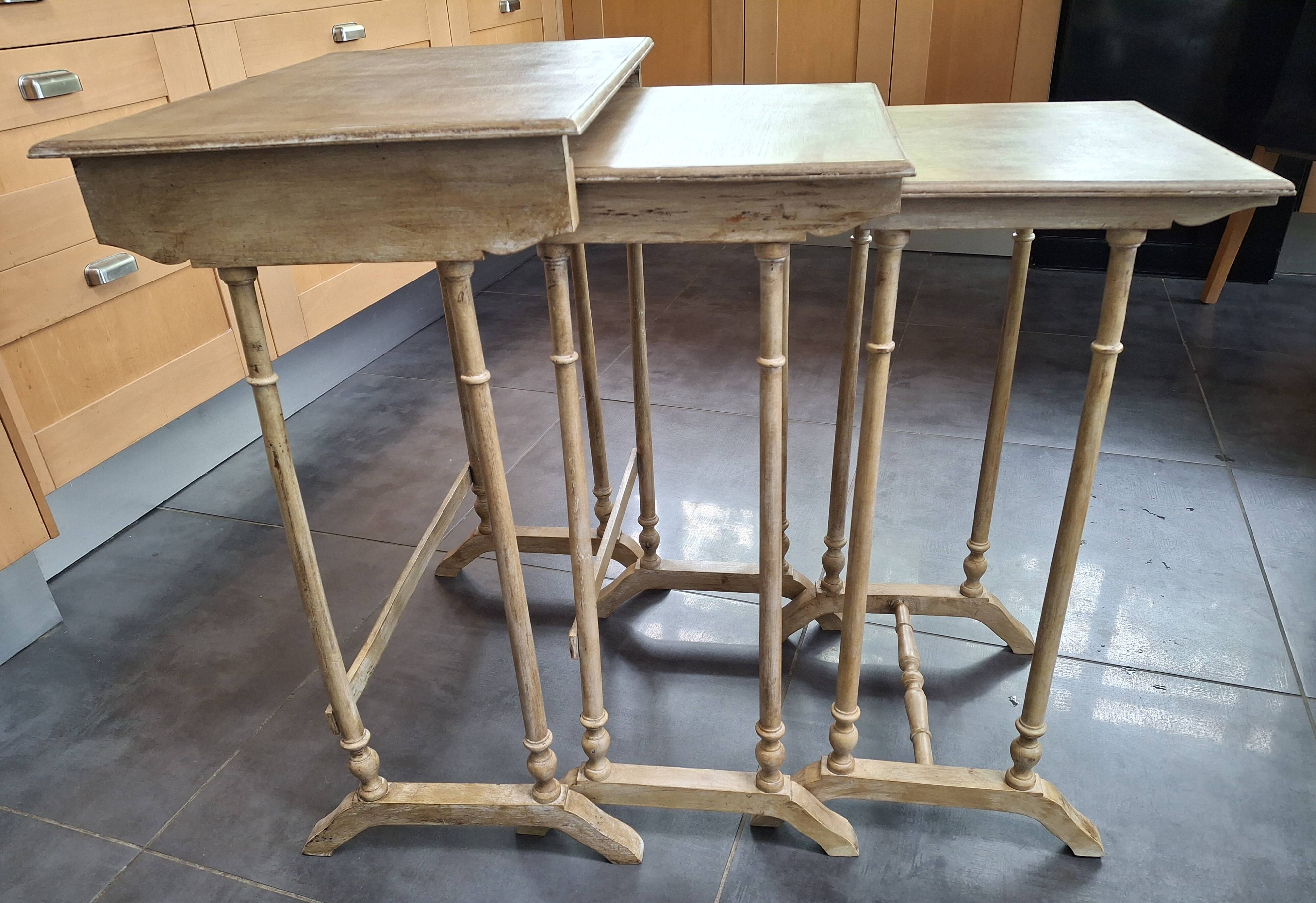 painted and distressed nesting tables