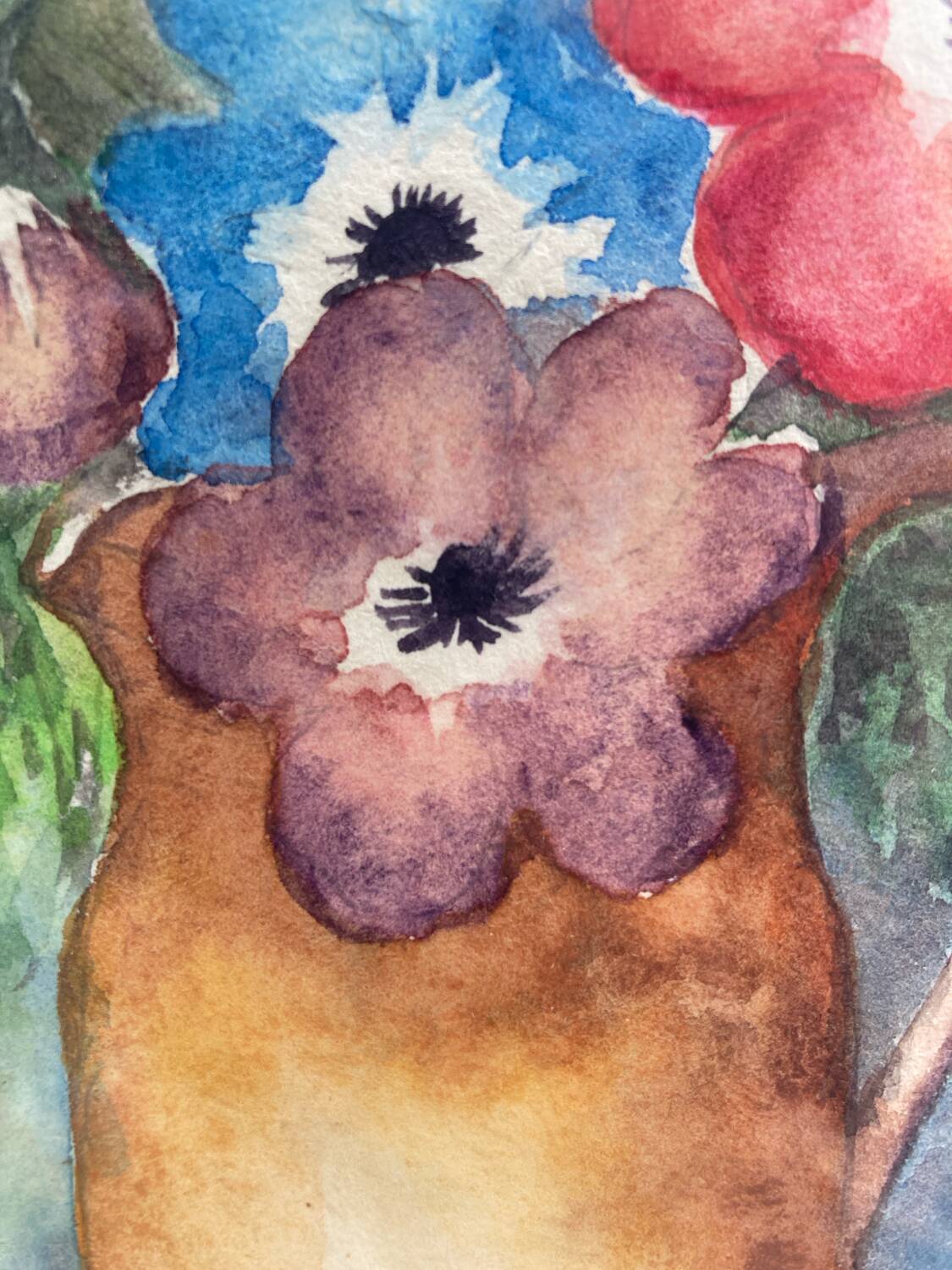 Nature morte bouquet aquarelle sur papier