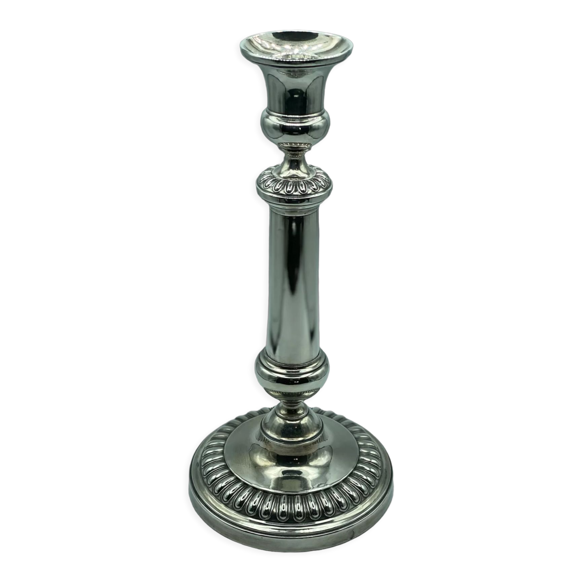 Silver metal candle holder