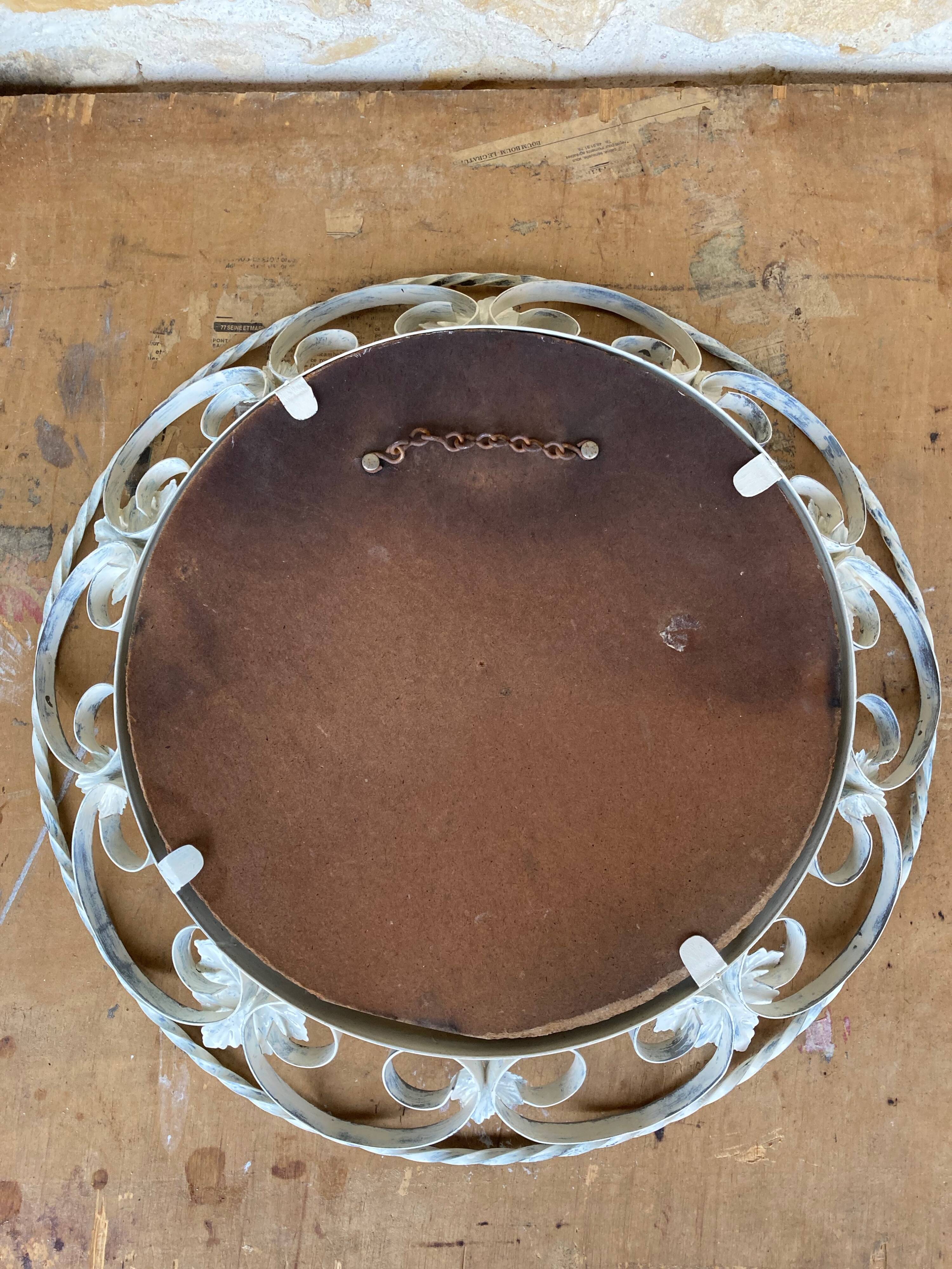 Wrought iron convex mirror, England, 1950s