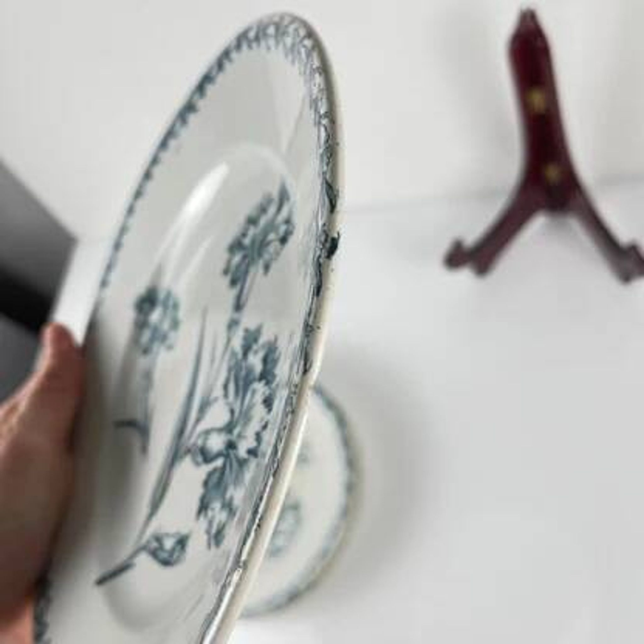 Set of 6 dessert plates model "Carnation", KG Lunéville, ironstone, 19th century.