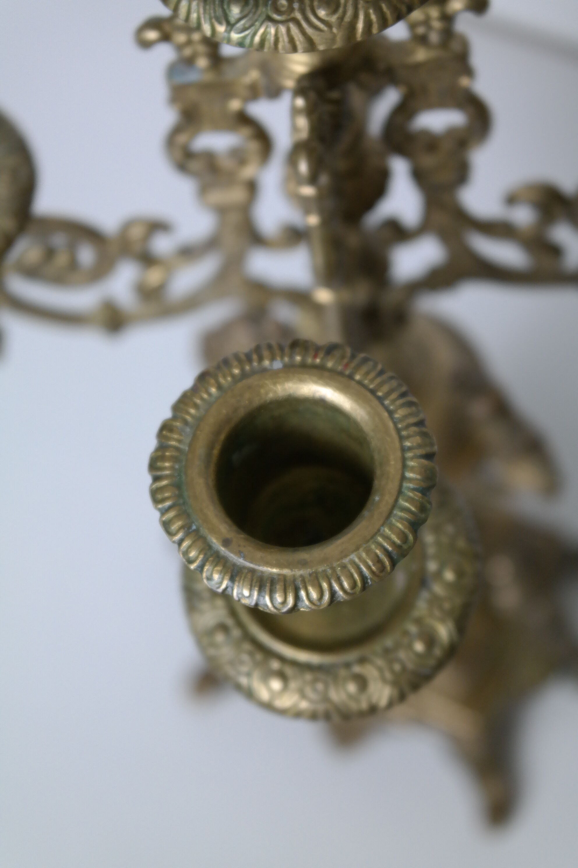 Pair of brass candelabras