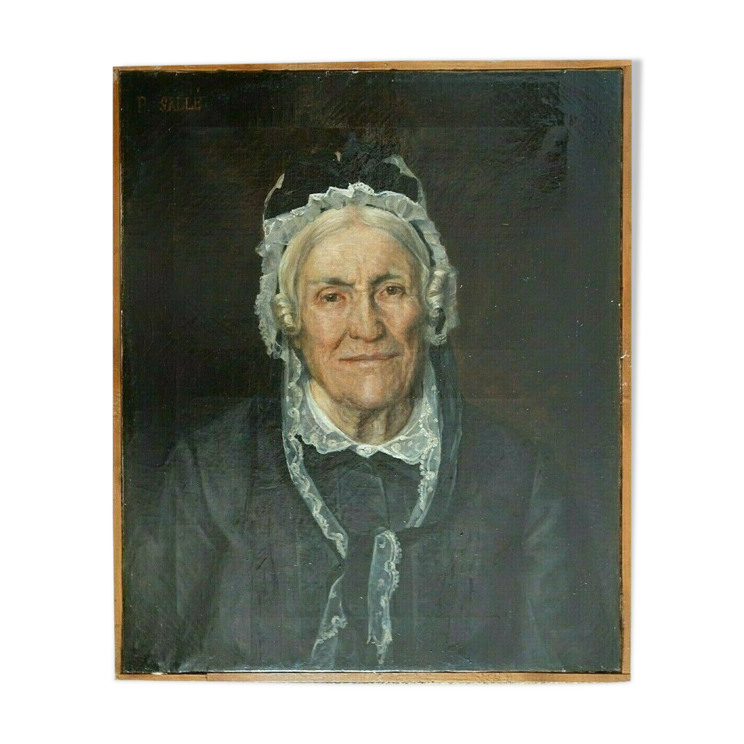 Oil on canvas 19th century portrait of a woman p.salle