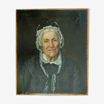 Huile sur toile xix portrait de femme p.sallé