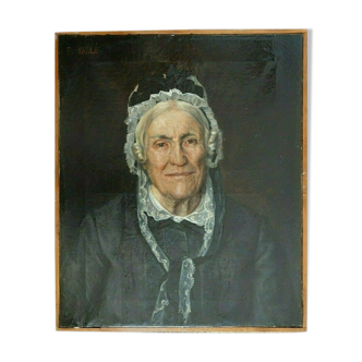 Oil on canvas 19th century portrait of a woman p.salle
