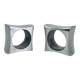 Pair of egg cups or space age napkin rings in aluminium, 1970s.