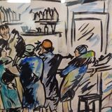 lively scene at the "craktie" bar around 1920 by André Meurisse (watercolor and gouache)