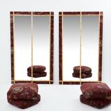 Large pair of 19th century gilded wood mirrors in bamboo and silk style