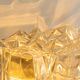 Large amber wall lamp in bubble glass by Helena Tynell, Limburg, Germany.