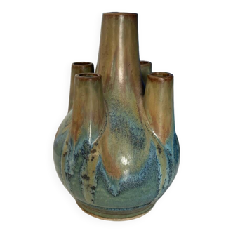 Vintage enameled ceramic flower spade vase