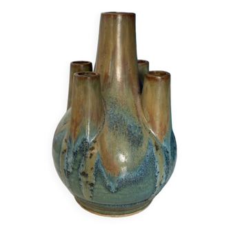 Vintage enameled ceramic flower spike vase