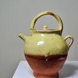 Small vintage pale yellow enamelled terracotta goat jug