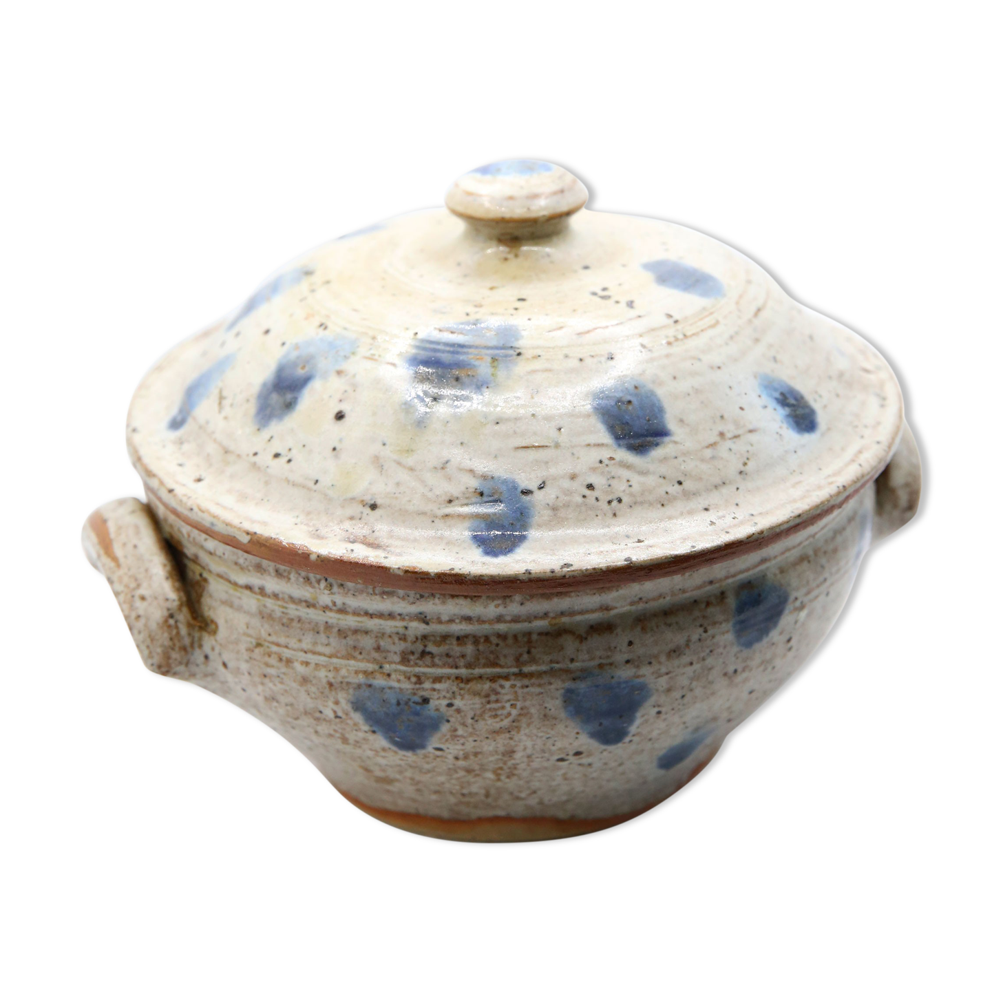 Bohemian soup tureen in gray sandstone and its blue spots