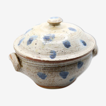 Bohemian soup tureen in gray sandstone and its blue spots
