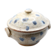 Soupière bohème en grès gris et ses tâches bleues