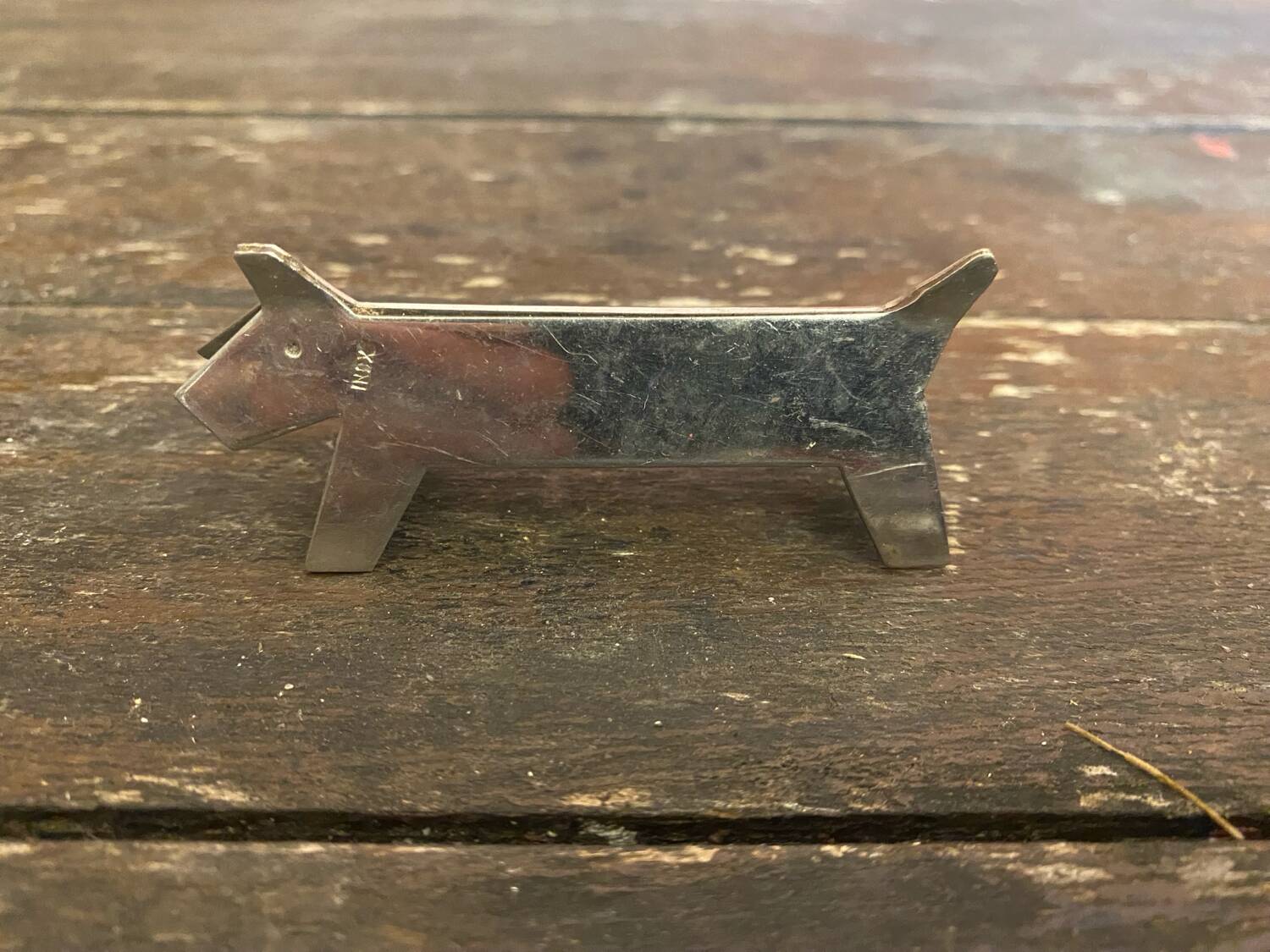 Set of 6 Vintage Stainless Steel Dog-Shaped Knife Rests Art Deco France