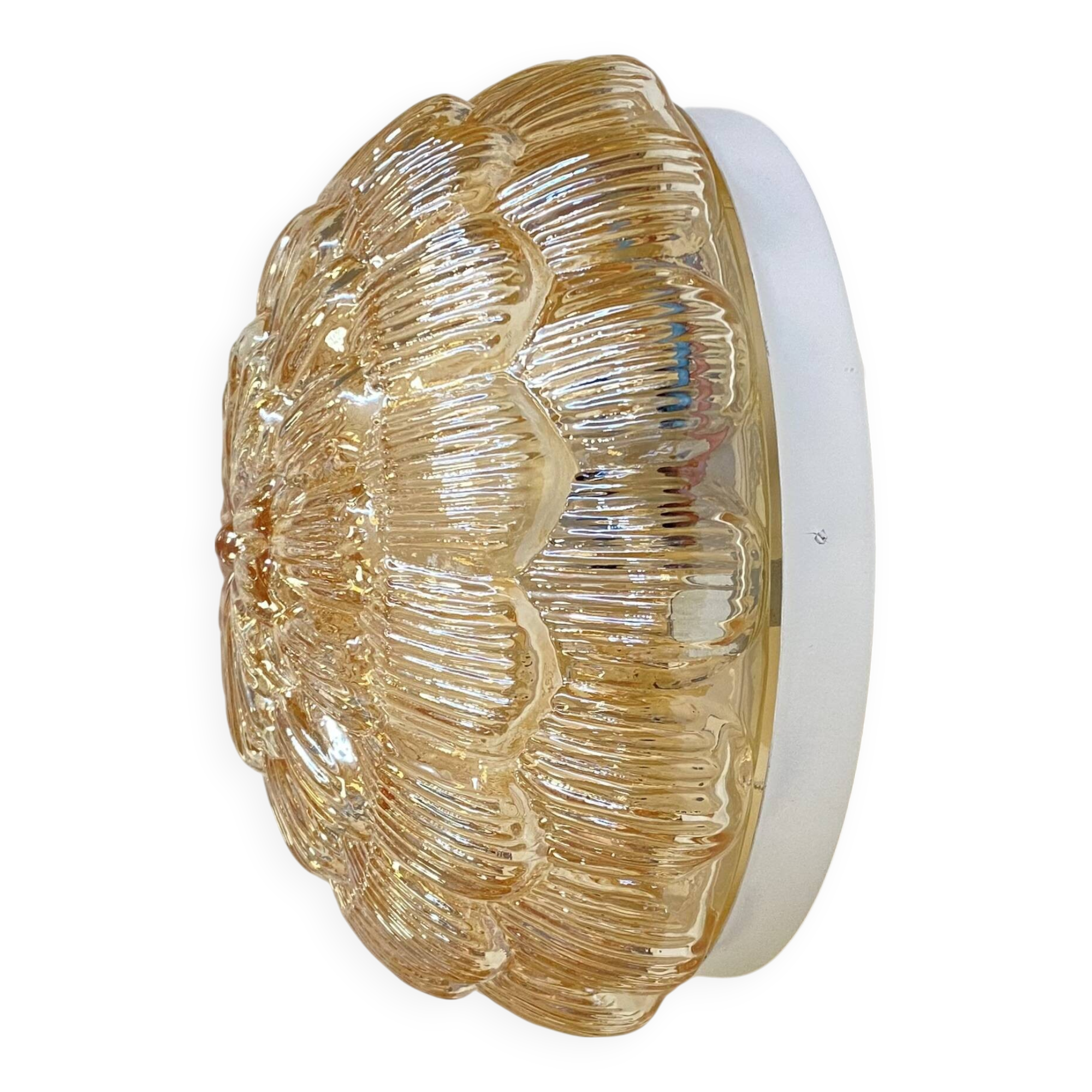 Wall light ceiling light gold glass amber 1970 1980 artichoke