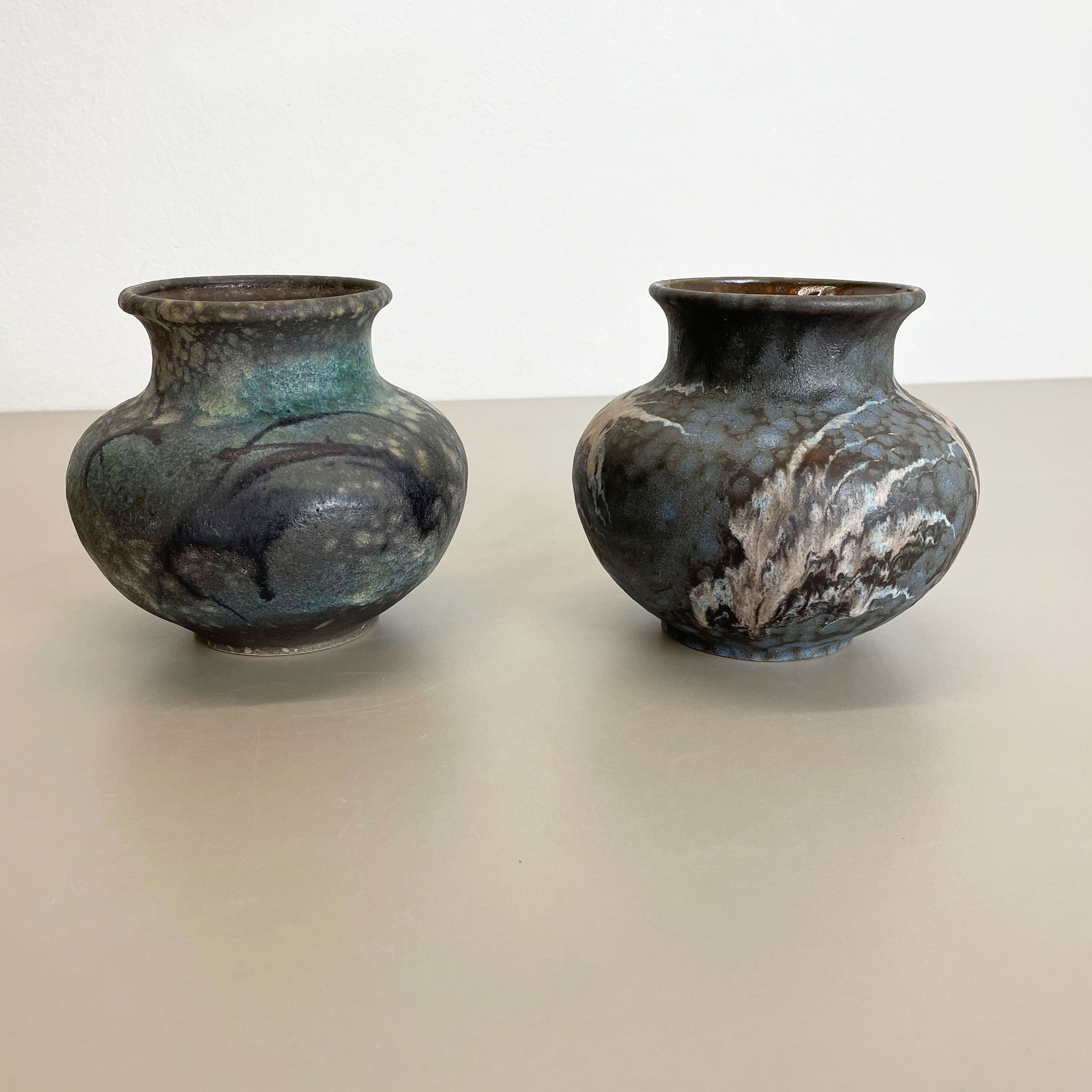 Set of 2 Pottery Vases Fat Lava Abstract Designed by Ruscha, Germany, 1960s