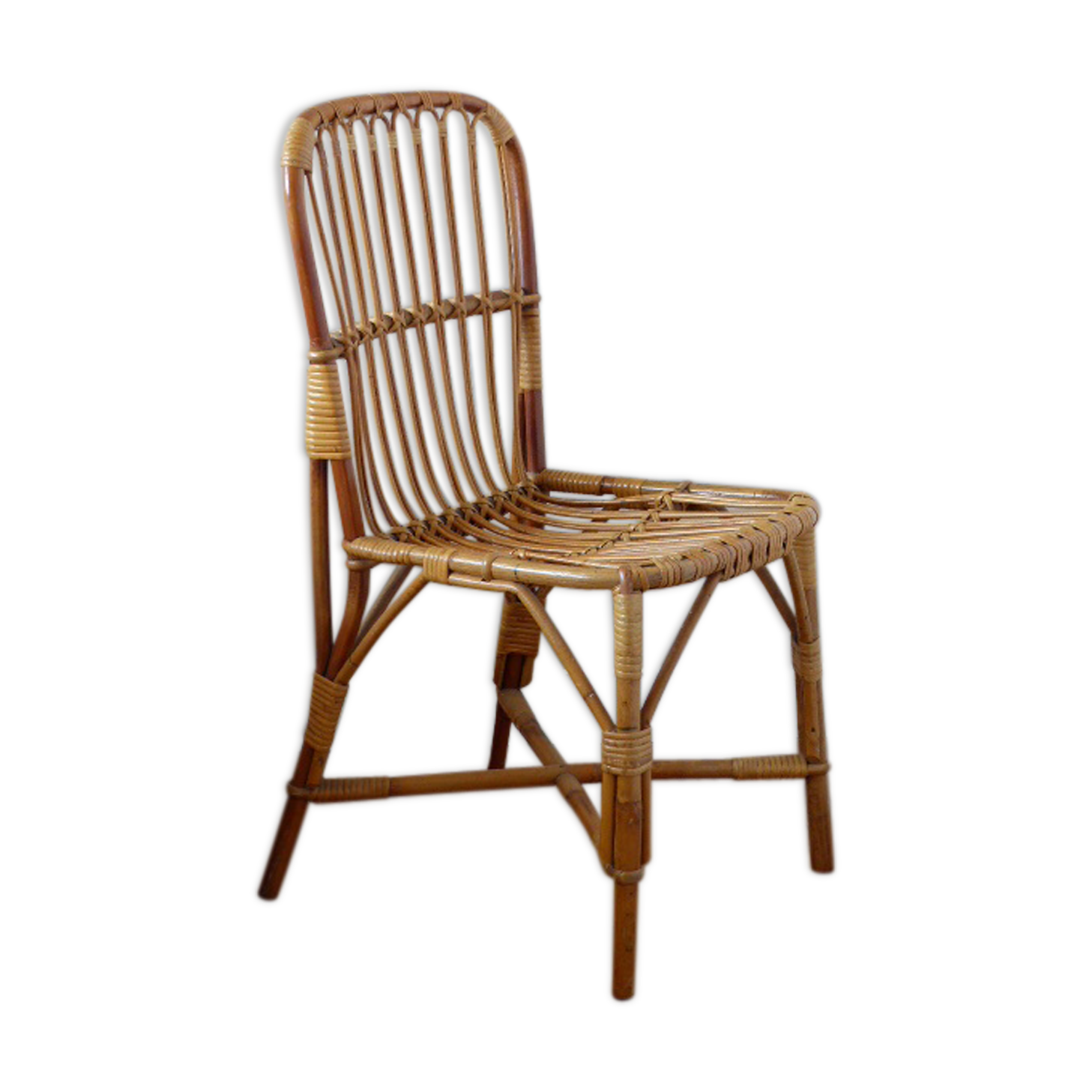 Chair, bamboo and rattan vintage, 70s.
