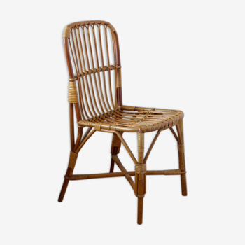 Chair, bamboo and rattan vintage, 70s.
