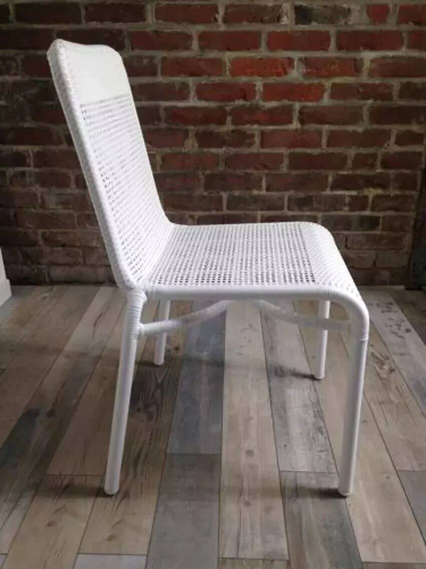 White woven resin garden chair
