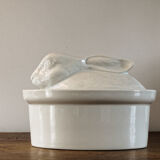 White porcelain rabbit terrine