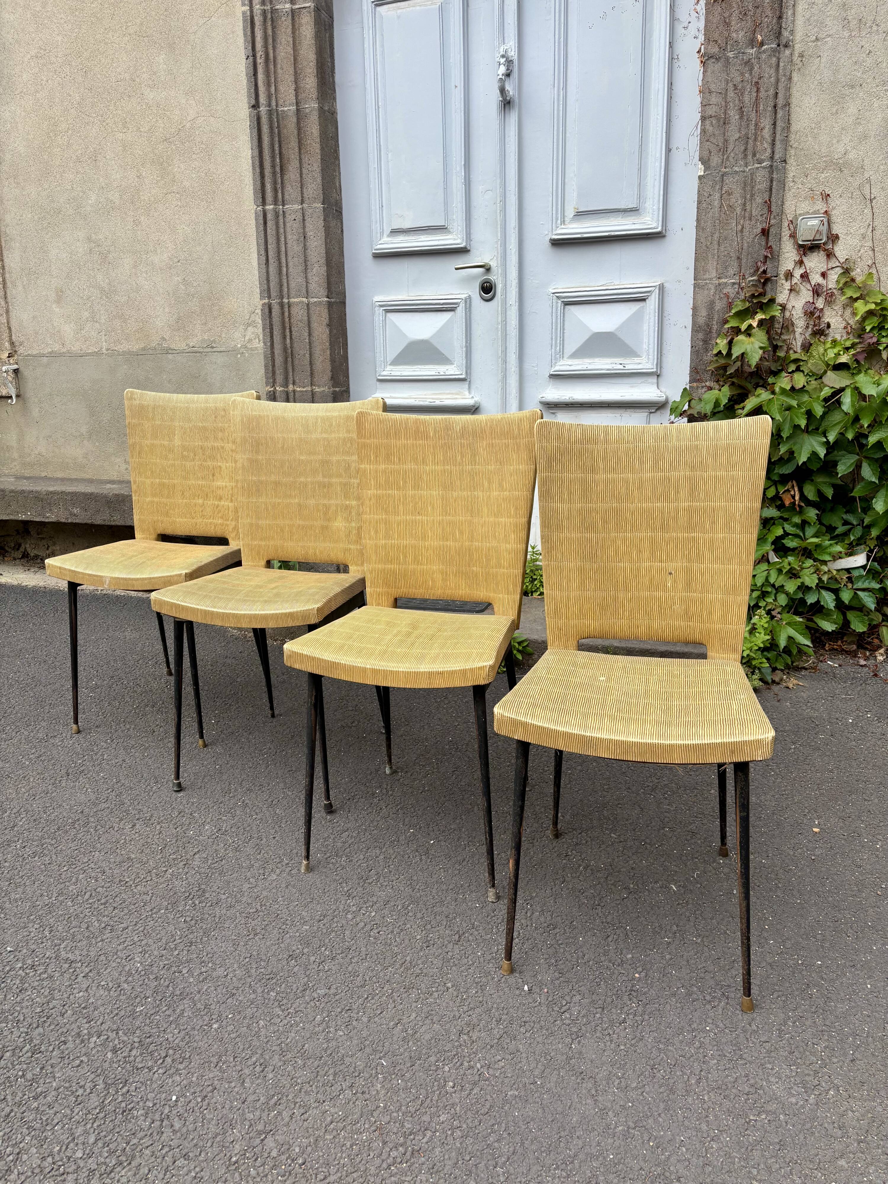 Set of 4 Colette Gueden vintage chairs from 1950.