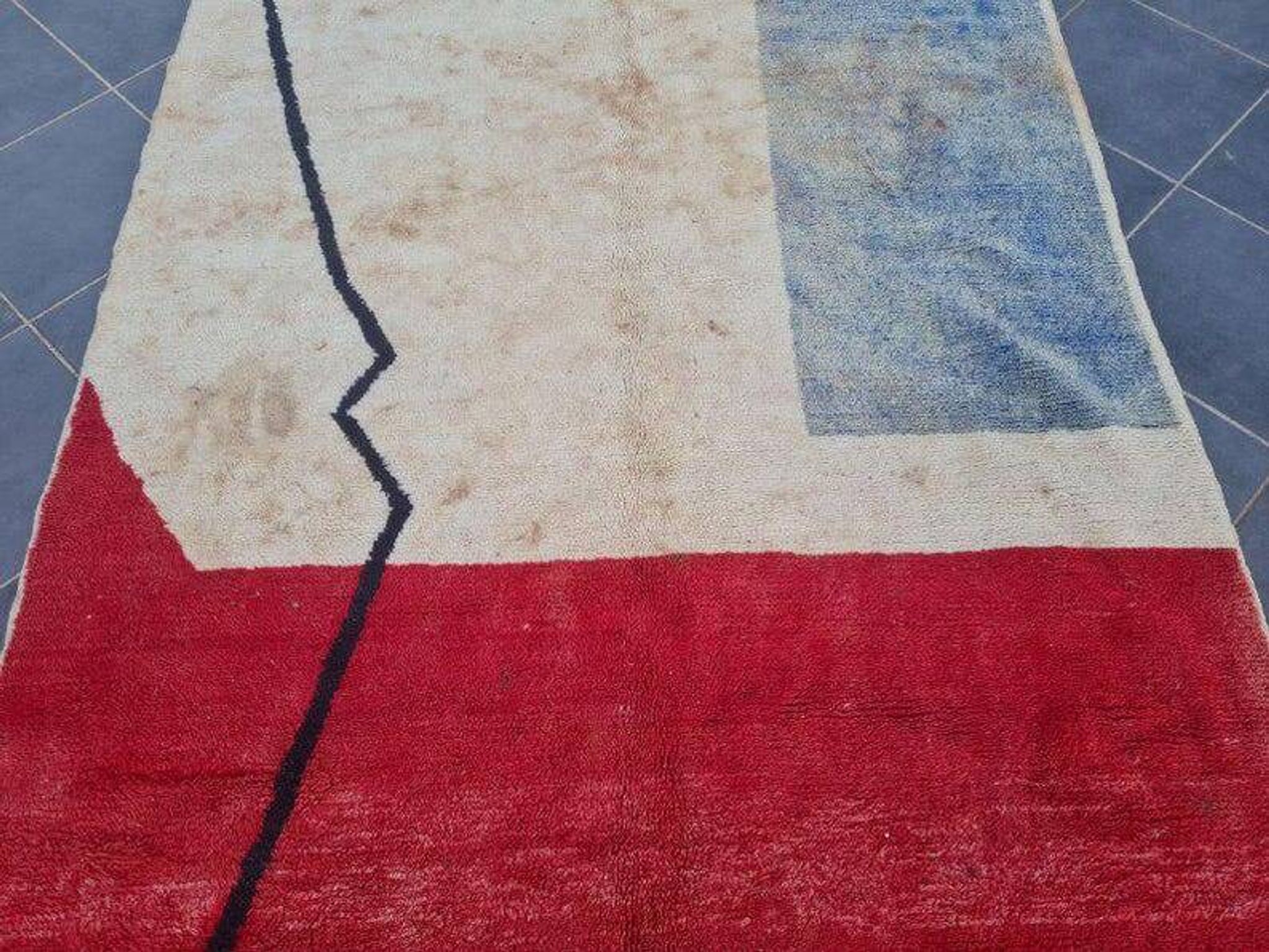 Grand tapis berbère fait main beni mrirt traditionnel 3/4 m