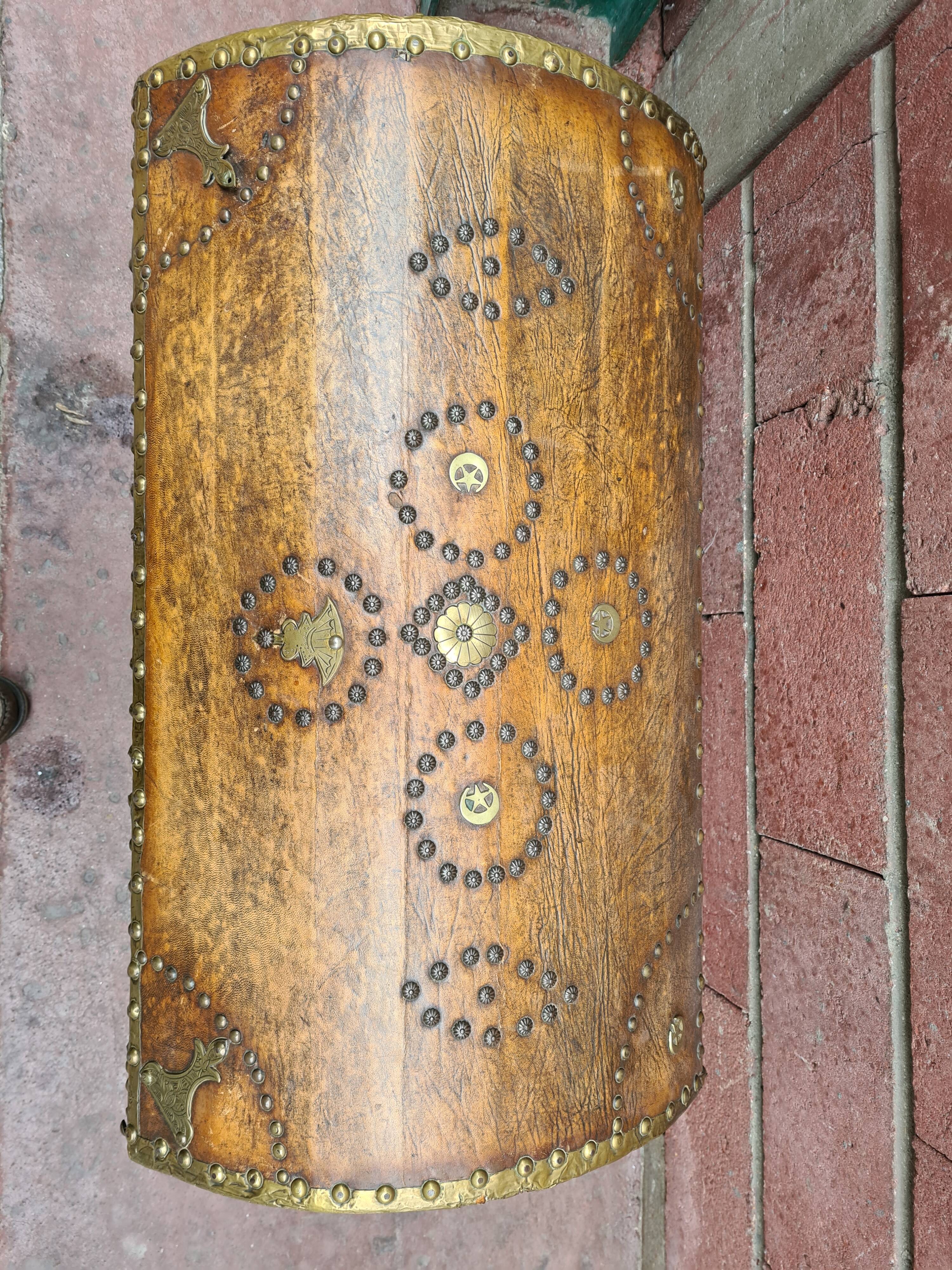 Wooden box and antique leather