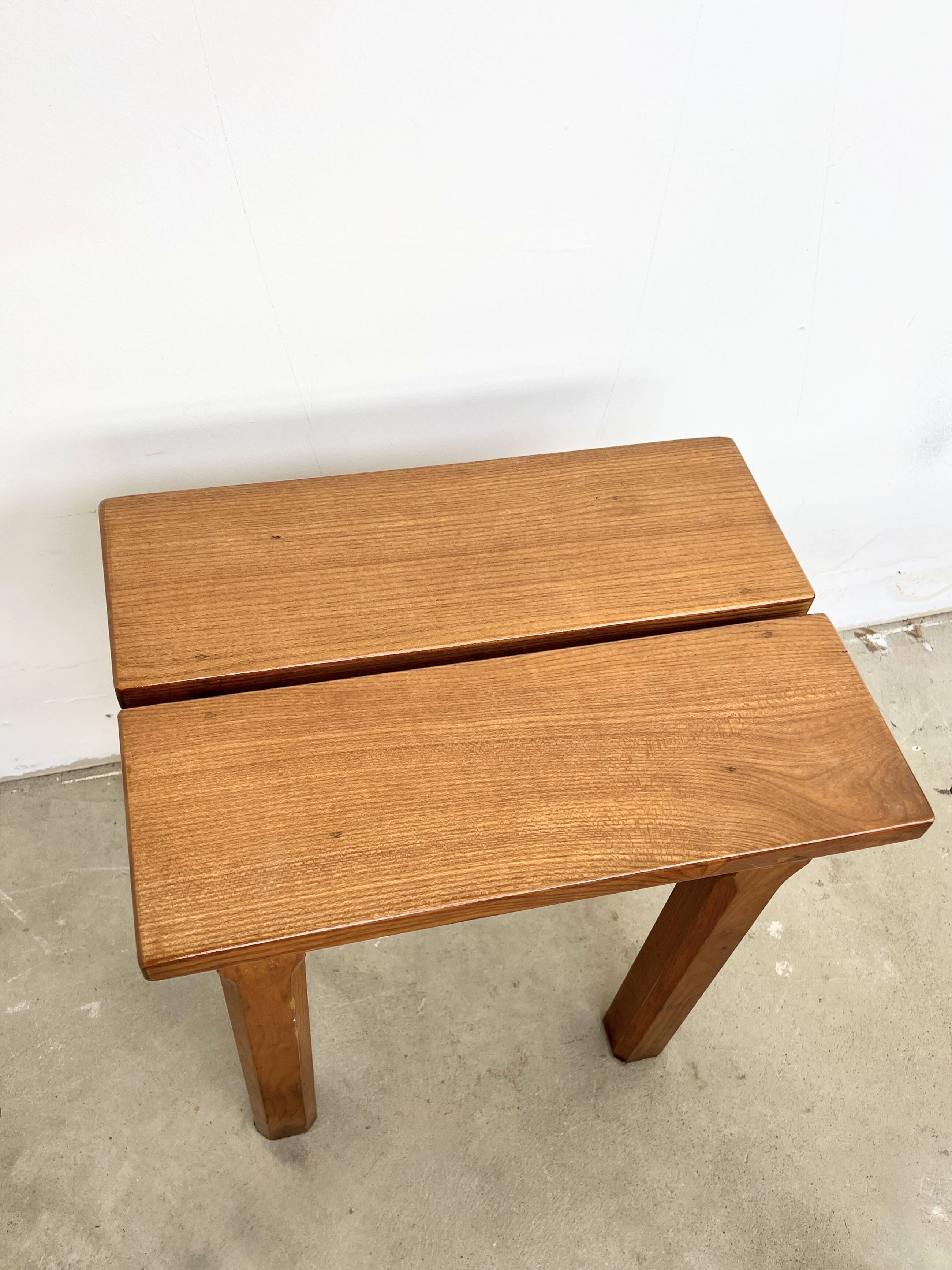 Brutalist oak stool