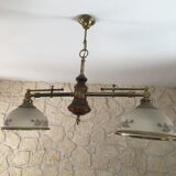 Glass and brass chandeliers