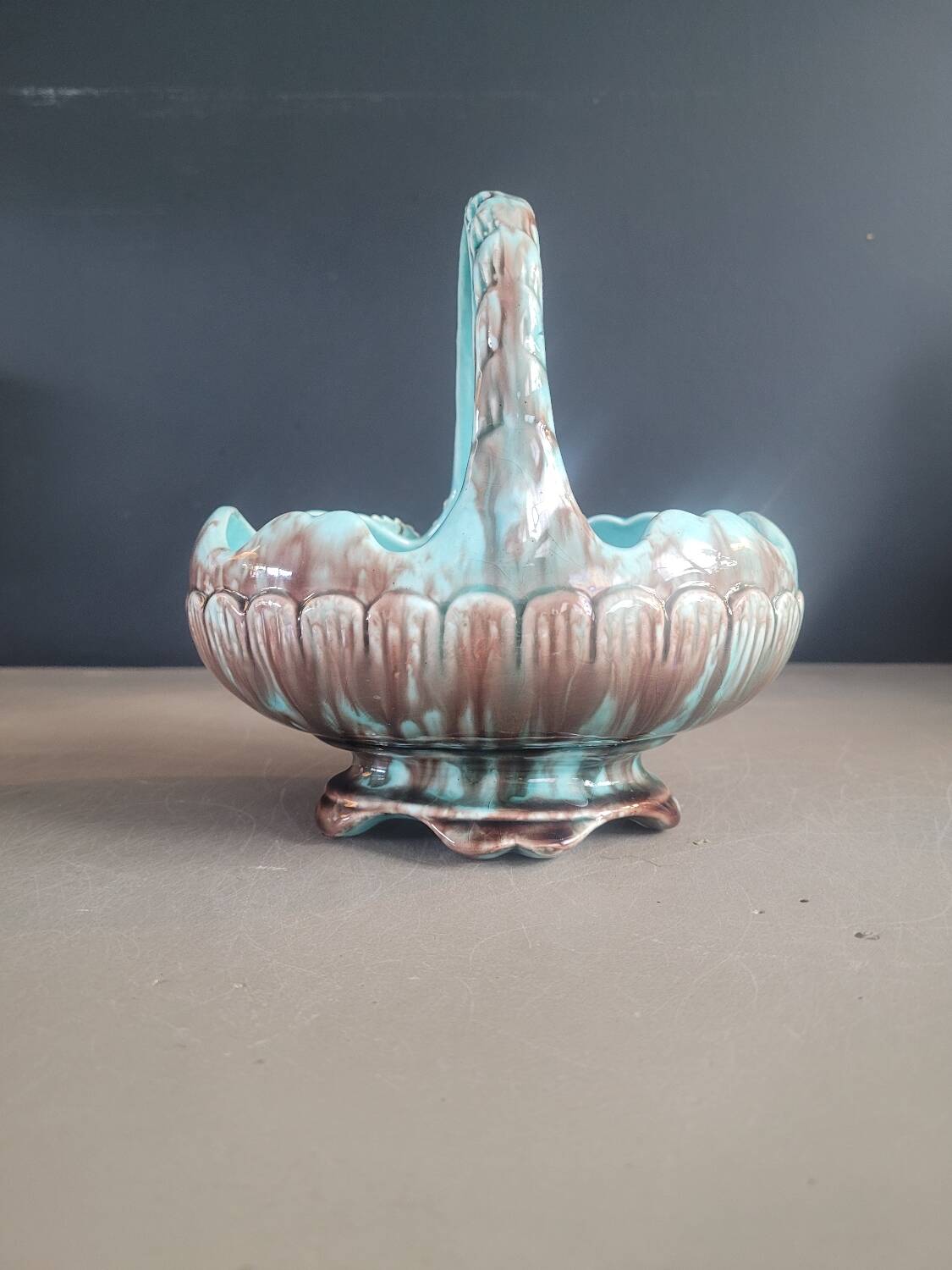 Antique slip basket pot