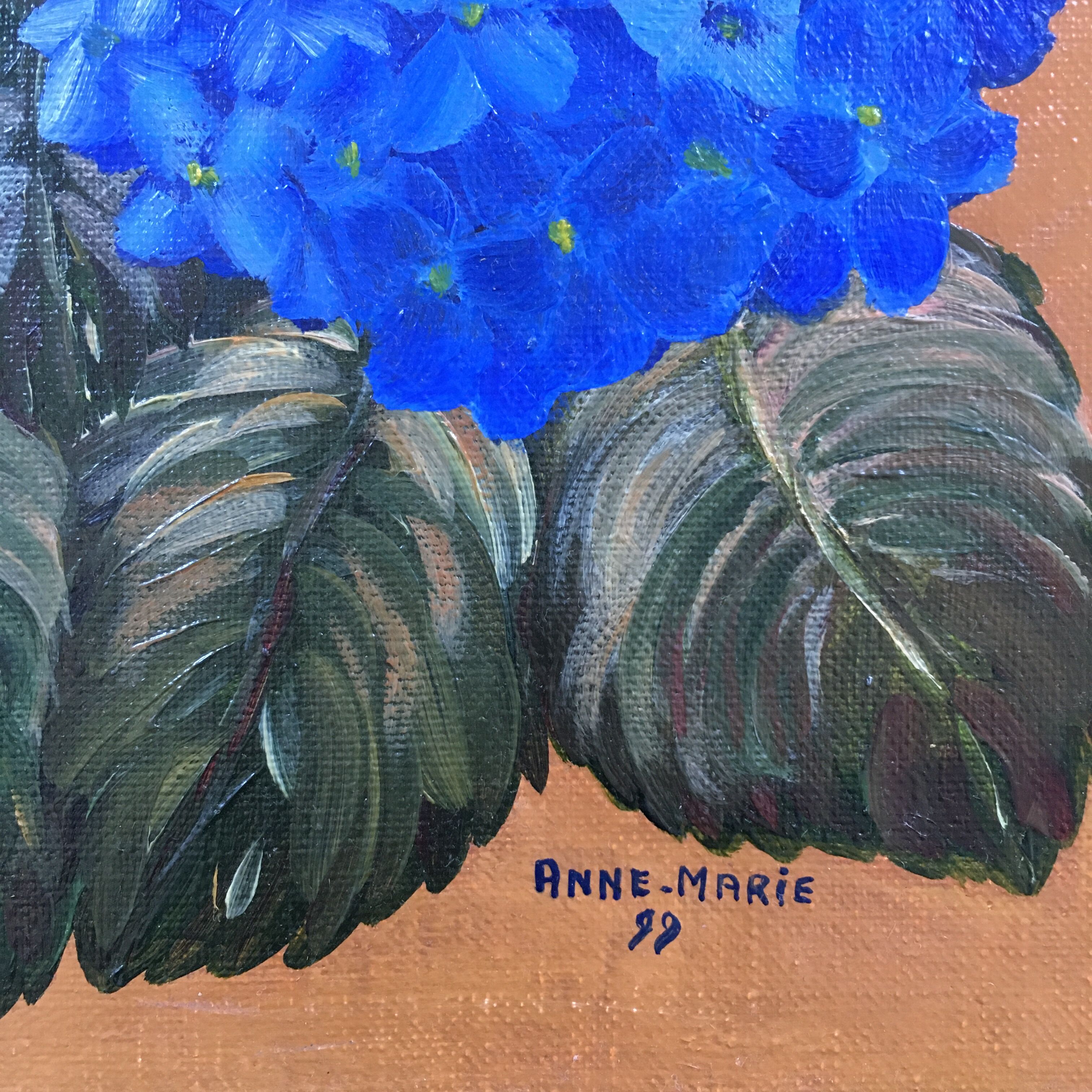 Table blue hydrangeas