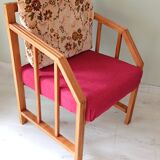 Vintage solid wood armchair and footstool