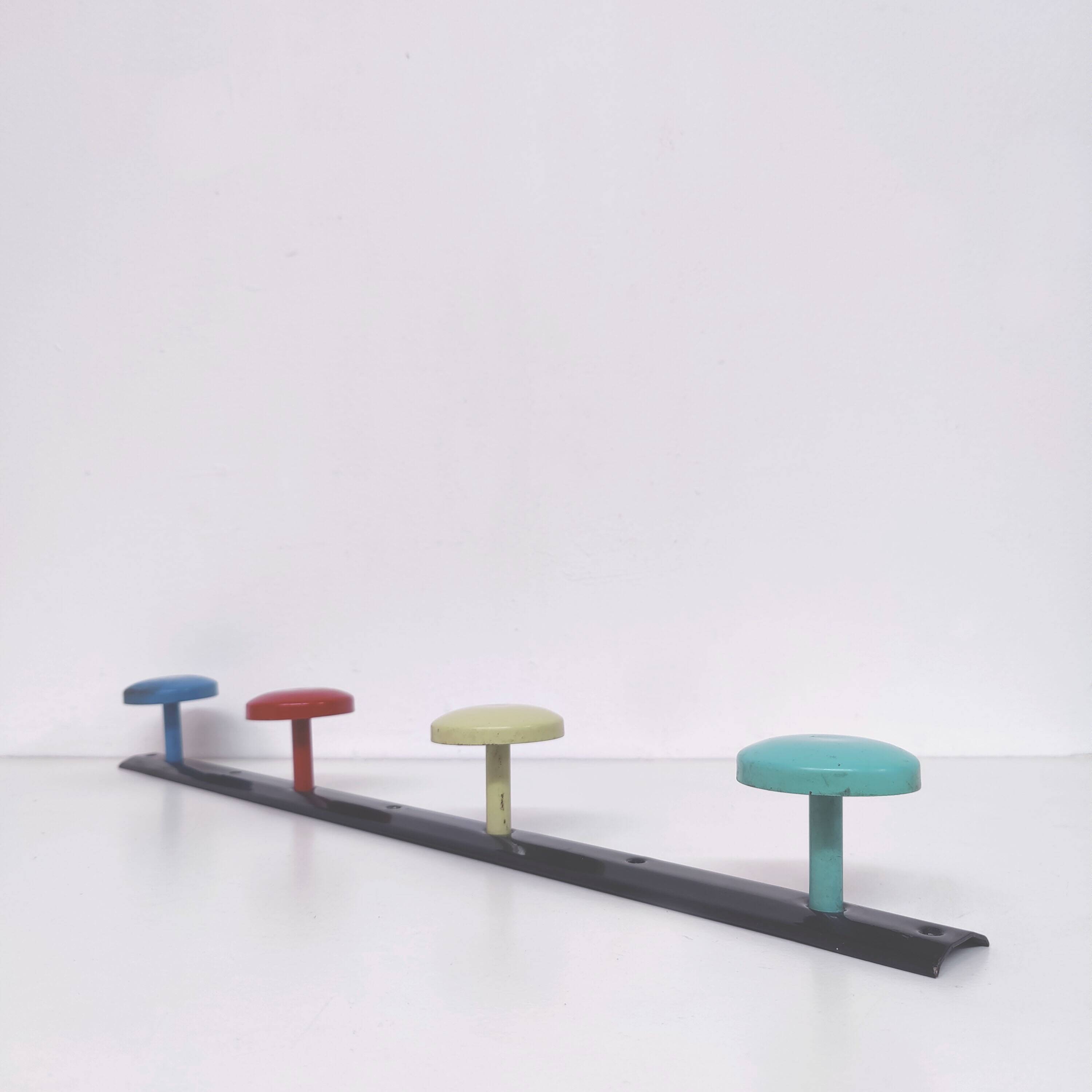 Vintage wall coat rack 4 metal hooks