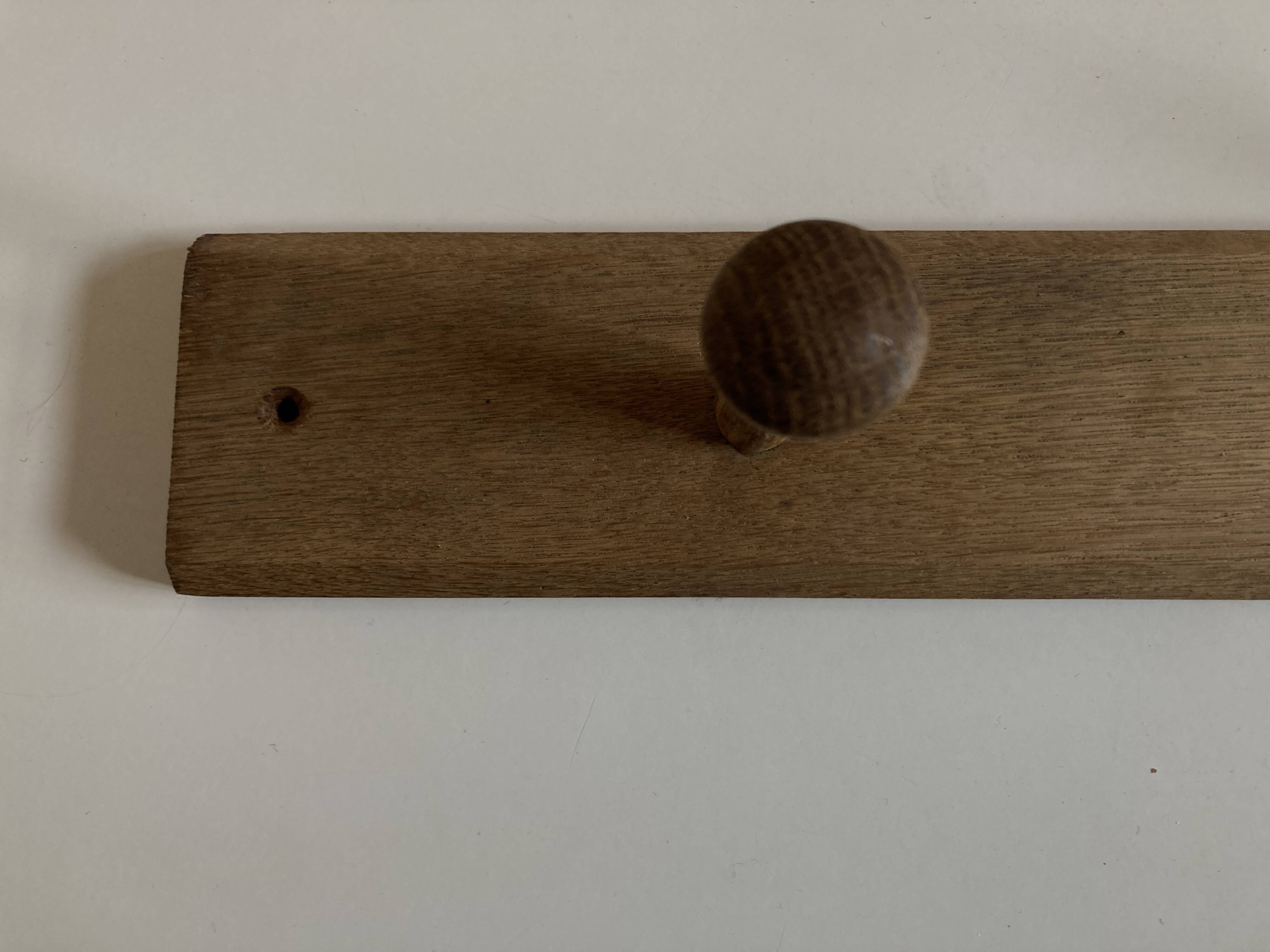 Modernist oak wall-mounted coat rack L53.5cm