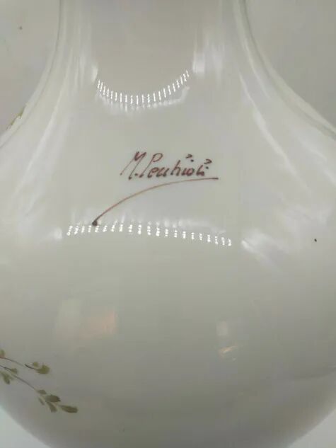 Decorated ceramic vase signed Pecchioli 1950s