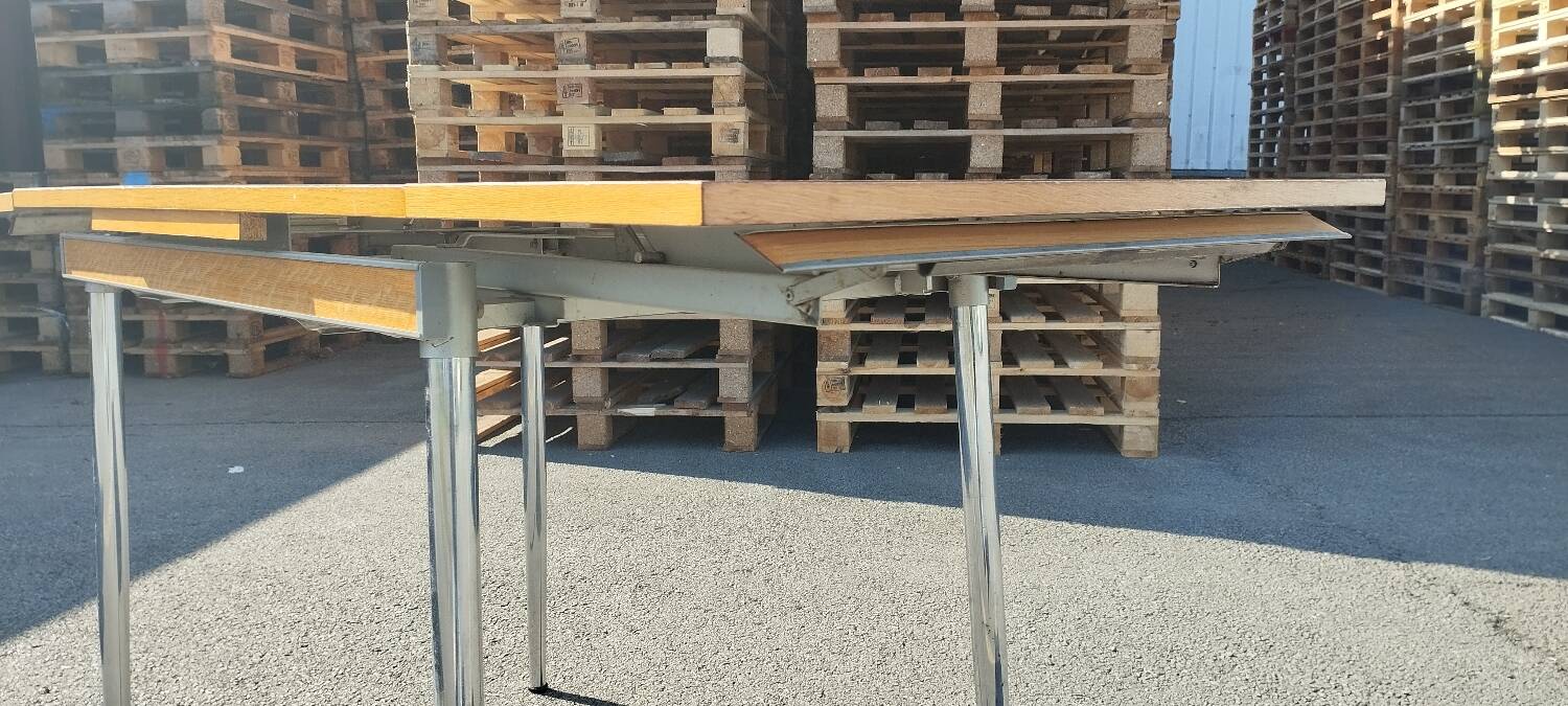 70' wood and chrome kitchen table