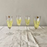 Set of 4 glasses - VMC Reims Arlequin champagne flutes - yellow decor