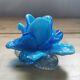 Bougeoir fleur verre soufflé bleu Murano