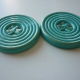 Pair of 2 under glasses/bottles in turquoise and gold ceramic
