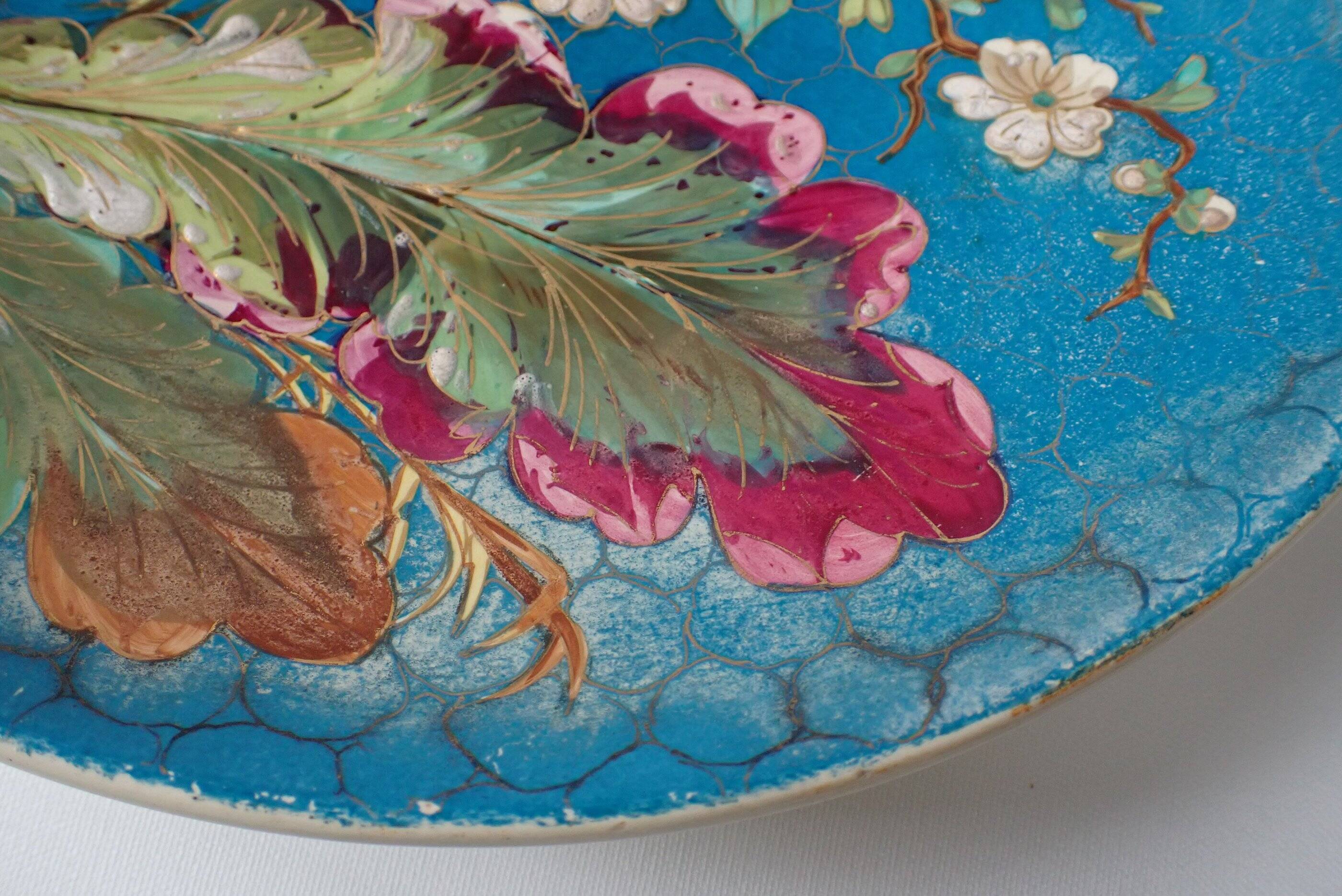Exotic bird plate late 19th century - B & Cie Creil & Montereau
