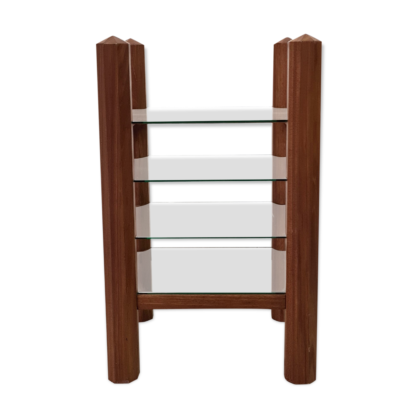 Custom made solid wood and glass hifi rack, 1970s