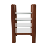 Étagère sur pied en bois massif et verre, années 1970