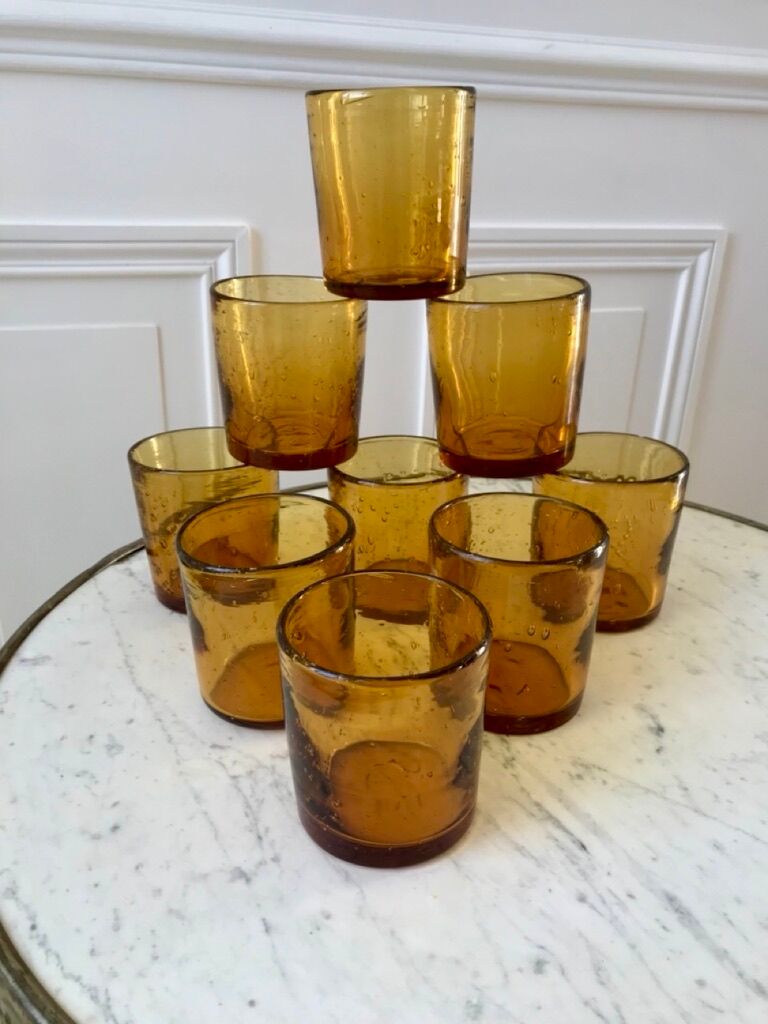 set of 9 bubbled glass water glasses from Biot 70s